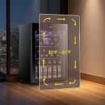 Antarctic Star 36 Bottle Wine Cooler Beverage Refrigerator Small Mini Wine Cellar Beer Soda Bar Fridge Quiet Operation Compressor Adjust Temperature Freestanding Black, 4.4 Cu. Ft