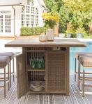 Signature Design by Ashley Walton Bridge Casual Outdoor Bar Table with Fire Pit and Storage, Light Brown