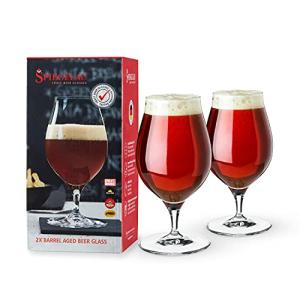 Spiegelau Barrel Aged Tulip Beer Glasses, Stylish Crystal Drinking Glasses for Craft Beers, Stouts, Belgian Ales, Sours, Cocktails, Gifts for Men, Bachelor Party, Elegant Glassware, 17.7 oz, Set of 2