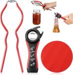 Enhon Jar Opener for Weak Hands, with Bottle Opener and Rubber Grippers Pad, Stainless Steel Jar Lid Opening for Seniors with Arthritis, Suitable for Most Sizes, Kitchen Gifts for Mother, Women