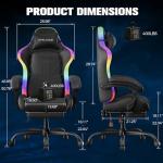 GTPLAYER Gaming Chair, Computer Chair with RGB LED Lights, High Back Ergonomic Chair for Adults with Footrest, Reclining Office Chairs, Linkage Armrest, Black