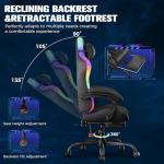 GTPLAYER Gaming Chair, Computer Chair with RGB LED Lights, High Back Ergonomic Chair for Adults with Footrest, Reclining Office Chairs, Linkage Armrest, Black