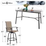 Sophia & William Outdoor Bar Set, Patio Bar Table and Chairs Set, Bar Height Patio Set - 6 x Swivel Bar Chairs(Brown), 1 x Rectangular Bar Table(Black)