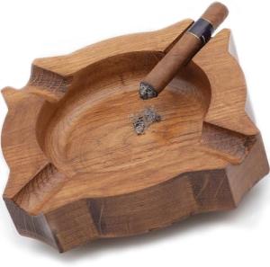 KPAVIR Wooden Round Handmade Ashtray for Cigar with Lid | Large Cigar Ashtray for Office, Home, Car, Outdoor | Cigar Organizer | Cigar Ashtray for Ash | Decorative Cigar Ashtray