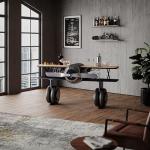 Jofran Glory Days Maverick 72" Airplane Bar Aviator Lounge Console Table with Reclaimed Hardware and Storage