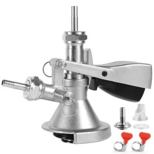 Dbgogo All Stainless Steel A Type Keg Coupler German Slider Keg Coupler Beer Keg Tap Dispenser for I.D 5/16” Draft Beer Line Beer Barrel Coupler German Style Keg Coupler with Relief Valve