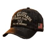 Old Bastards Poker Club Cap, Handmade Embroidery 100% Lucky Vintage Old Bastards Poker Club Baseball Cap Adjustable Distressed Black Funny Hat