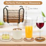 Coasters for Drinks, Boho Coaster, Coasters Set of 4 - Color, 8 Pack Coaster Set with Holder, Coffee Table Decor, Bar Accessories for The Home Bar Set (Brown)