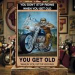 Motorcycle Gifts For Men Metal Garage Signs Motorcycle Wall Art Best Gifts For Motorcycle Riders Motorcycle Rider Poster Man Cave Accessories Biker Gifts For Men You Don'T Stop Riding When Get Old Sign Motorcycle Wall Decor 8x12 Inch