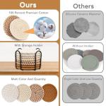 Coasters for Drinks, Boho Coaster, Coasters Set of 4 - Color, 8 Pack Coaster Set with Holder, Coffee Table Decor, Bar Accessories for The Home Bar Set (Brown)