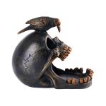 Skull Crow Decoration Desktop Organiser，Creative Skull Cigar Ashtray，Collectible Jewelry Trays for Home Office Desk Supplies Organizer Accessory.