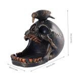 Skull Crow Decoration Desktop Organiser，Creative Skull Cigar Ashtray，Collectible Jewelry Trays for Home Office Desk Supplies Organizer Accessory.