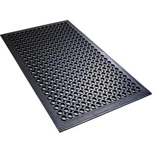 Anti Fatigue Rubber Floor Mats Restaurant Kitchen Rubber Drainage Mat Out Door Mats Durable Non-Slip Bar Floor Mat Utility Mat Indoor Outdoor Wet Area Use 24" x 36" Black