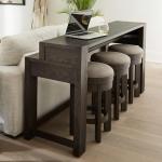Liberty Furniture Lennox Hill Living Room 4 Piece Set - Console Bar Table, 3 Swivel Upholstered Stools - Bark