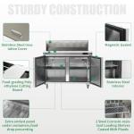 ICECASA 48" W Commercial Refrigerator Sandwich&Salad Prep Table 2 Door Stainless Steel Counter Fan Cooling Refrigerator with 12 pans-48 Inches for Restaurant, Bar, Shop, etc