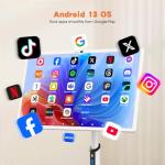 Shiarffe 32 Inch Smart Portable TV on Wheels, Rolling Tablet with Touchscreen Monitor, Wireless Casting, Air Remote Mouse, 8G RAM + 128G ROM Android OS, Battery Powered 4-6 Hours