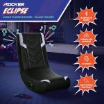 X Rocker Eclipse Video Gaming Floor Chair with Built-in Headrest Speakers, Wireless Bluetooth, Foldable, Vegan Leather, 300 lbs Max, Amazon Exclusive, Black and Silver, Gifts for Gamers