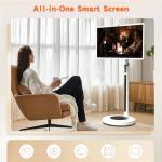 Shiarffe 32 Inch Smart Portable TV on Wheels, Rolling Tablet with Touchscreen Monitor, Wireless Casting, Air Remote Mouse, 8G RAM + 128G ROM Android OS, Battery Powered 4-6 Hours