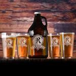 Personalized Growler And Pint Glass Set, Engraved Gifts For Men