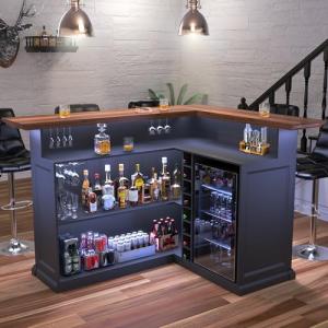GDLF L Shaped Home Bar Cabinet with Fridge Space, Oversized Modern Basement Bar Table, 67" x 53” Wine Cabinet with Storage for Man Cave