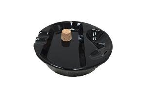 Hankstar Black Ceramic Single Pipe Rest and Double Cigar Ashtray for Patio Use