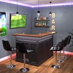 GDLF L Shaped Home Bar Cabinet with Fridge Space, Oversized Modern Basement Bar Table, 67" x 53” Wine Cabinet with Storage for Man Cave