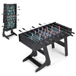 Giantex Foldable Foosball Table, 48" Full Competition Sized Soccer Table Game w/22 Players, 2 Balls & Slide Scorers, Space Saving Table Soccer for Home, Game Room, Family Night, Kids & Adults, Black