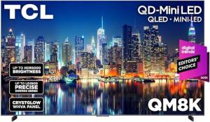 TCL 98 Inch Class QM8K Series | Mini LED QLED 4K HDR | 98QM8K, 2025 Model | 120HZ-144HZ Anti Reflective Wide Angle Screen Smart Google TV Dolby Atmos | Voice Remote Alexa Gaming Streaming Television