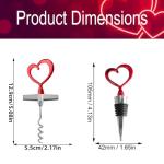 Heart Corkscrew Wine Opener Set，Contains a Spiral Bottle Opener and a Wine Stopper，for Kitchen Bar Decor Keeps Wine Fresh and Valentines Gifts