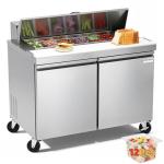 BODEGA BODEGACOOLER 48" W Sandwich Prep Table Refrigerator,14.27 Cu. Ft Refrigerated Salad Bar Station, 2 Door Commercial Salad Pizza Refrigerator with 12 * 1/6 Pans for Restaurant,Buffet,Bakery,Shop