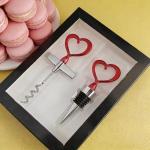 Heart Corkscrew Wine Opener Set，Contains a Spiral Bottle Opener and a Wine Stopper，for Kitchen Bar Decor Keeps Wine Fresh and Valentines Gifts