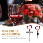 Heart Corkscrew Wine Opener Set，Contains a Spiral Bottle Opener and a Wine Stopper，for Kitchen Bar Decor Keeps Wine Fresh and Valentines Gifts