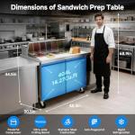 BODEGA BODEGACOOLER 48" W Sandwich Prep Table Refrigerator,14.27 Cu. Ft Refrigerated Salad Bar Station, 2 Door Commercial Salad Pizza Refrigerator with 12 * 1/6 Pans for Restaurant,Buffet,Bakery,Shop