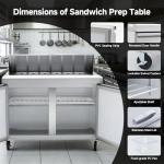 BODEGA BODEGACOOLER 48" W Sandwich Prep Table Refrigerator,14.27 Cu. Ft Refrigerated Salad Bar Station, 2 Door Commercial Salad Pizza Refrigerator with 12 * 1/6 Pans for Restaurant,Buffet,Bakery,Shop