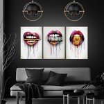 Abstract Lips & Skull Canvas Art Set for Man Cave