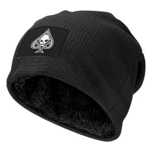 Poker Ace of Spades Knitted Hat, Soft Thermal Winter Beanie for Men & Women Black