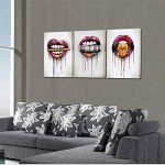 Abstract Lips & Skull Canvas Art Set for Man Cave