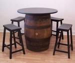 Aunt Molly's Barrels Whiskey Barrel Table-36 Table Top-(4) 24" Bar Stools