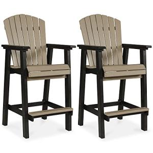 Signature Design by Ashley Fairen Trail 30" HDPE Durable Outdoor Barstool, 2 Count, Black & Brown