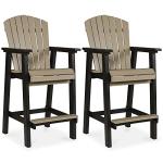 Signature Design by Ashley Fairen Trail 30" HDPE Durable Outdoor Barstool, 2 Count, Black & Brown