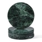 Koville Marble Coaster Set of 4, Round Coasters, 4" Stone Coaster for Drinks Coffee, White Marble Coasters for Coffee Table Home Bar Decor, Heat Resistant, Gift Choice(Green)