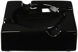 8" HankStar Large Black Ceramic Cigar Ashtray for Patio/Outdoor Use (4 Cigar Rest)