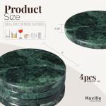 Koville Marble Coaster Set of 4, Round Coasters, 4" Stone Coaster for Drinks Coffee, White Marble Coasters for Coffee Table Home Bar Decor, Heat Resistant, Gift Choice(Green)