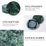 Koville Marble Coaster Set of 4, Round Coasters, 4" Stone Coaster for Drinks Coffee, White Marble Coasters for Coffee Table Home Bar Decor, Heat Resistant, Gift Choice(Green)