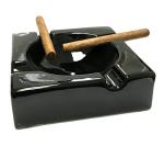 8" HankStar Large Black Ceramic Cigar Ashtray for Patio/Outdoor Use (4 Cigar Rest)