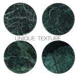 Koville Marble Coaster Set of 4, Round Coasters, 4" Stone Coaster for Drinks Coffee, White Marble Coasters for Coffee Table Home Bar Decor, Heat Resistant, Gift Choice(Green)