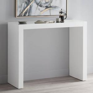 Jessa Modern Minimalist Gloss White Rectangular Counter Bar Table 50" x 18" for Living Room Bedroom Bedside Entryway House Balcony Office Bathroom