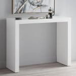 Jessa Modern Minimalist Gloss White Rectangular Counter Bar Table 50" x 18" for Living Room Bedroom Bedside Entryway House Balcony Office Bathroom