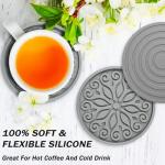 Silicone Coasters for Drinks,Resistant Reusable Drink Coasters-Great Gift for Birthday, Housewarming,Room Decor,Holiday Party (*2-Gray)