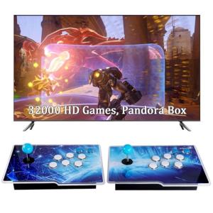 Hedlaoy 32000 Games 3D Pandora Box Arcade Game Console,Retro Video Game Machine for TV, 1280x720 HD Output,Search/Save/Hide/Pause Games,Support 4 Players,Two Splited Joysticks.